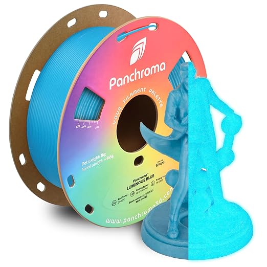 Polymaker Panchroma Luminous PLA Filament 1.75mm for 3D Printing, 1kg, Blue | Neatly Wound, Glow in the Dark, Easy Print & Smooth Feeding, Compatible with Bambu Lab & Most 3D Printers