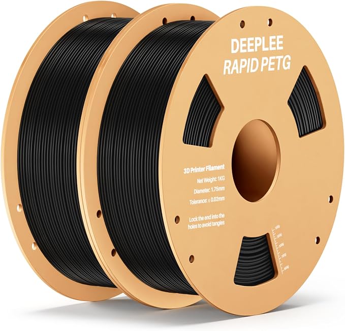Rapid PETG Filament 1.75mm, High Speed PETG 3D Printer Filament Up to 600 mm/s, Dimensional Accuracy +/- 0.02 mm, Fits for Most FDM 3D Printers, 2 Pack 1kg Black