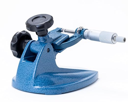 PEC Tools Micrometer Stand, Holder for Micrometer Up to 4" | Non-Slip Clamping Pads, Professional Precision Grade, Cast Iron