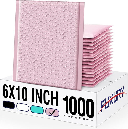 Fuxury Bubble Mailers 6x10" Light Pink Padded Envelopes 1000Pack Strong Adhesion Thick Padded Mailers for Small Business Mailing Small Items,Jewelry,Makeup