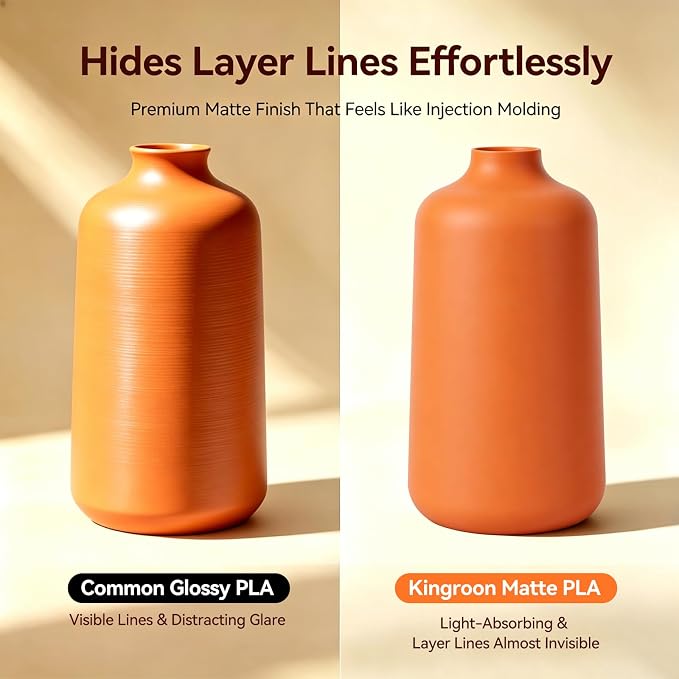 Kingroon Matte PLA Filament 1.75mm 3D Printer Filament Matte Filament 1kg Dimensional Accuracy +/- 0.02 mm (Matte Orange)