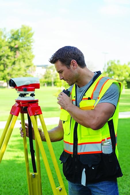 Kishigo Premium Black Series Men's Surveyors Vest S5002, Class 2 Hi-Vis Safety Vest, 10 Pockets with Reinforced Front Zipper Closure & Durable Webbing, ANSI/ISEA 107 Compliant (Lime/Black, XL)