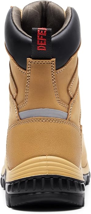 Men’s 6” & 8” Composite Toe Work Boots, Electrical Hazard Safety Boots for Men, Full-Grain Leather Construction Boots, Slip Resistant Rubber Outsole, Removable Memory Foam PU Insole