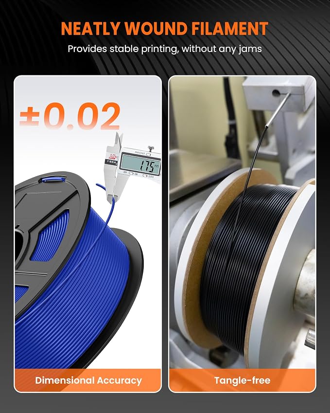 TECBEARS PLA 3D Printer Filament, PLA Filament 1.75mm, Neatly Wound 3D Printing Filament, Dimensional Accuracy +/- 0.02 mm, 1Kg Spool(2.2 lbs), Fits for Most FDM 3D Printers, PLA Transparent Purple
