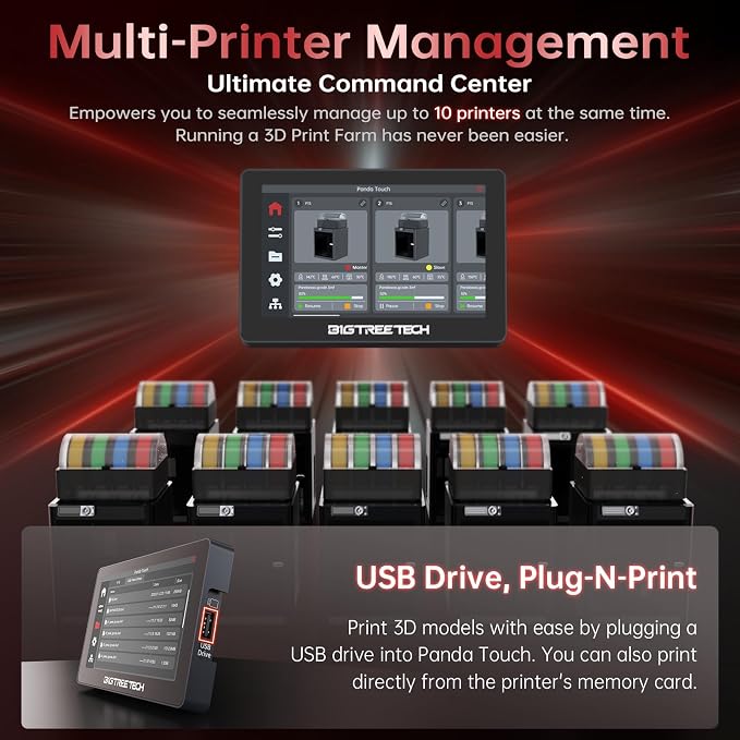 BIGTREETECH Panda Touch Compatible with Bambu-Lab P1P P1S X1C X1E A1 Mini 3D Printers Upgrade Touch Screen Kit Support Multi-Printers Management 2.4G WiFi Wireless Connection
