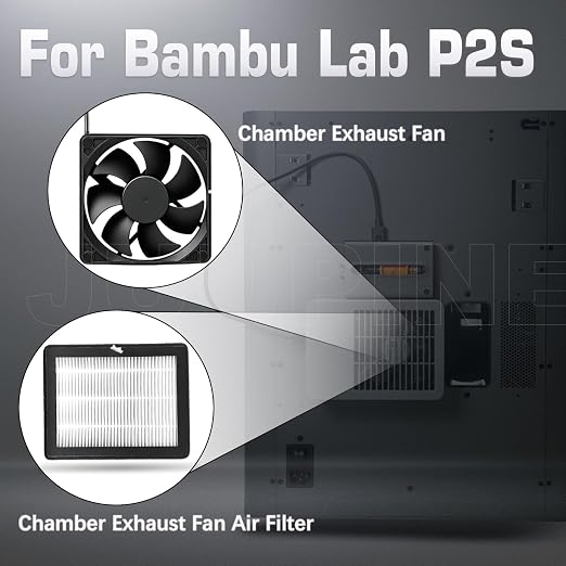Original Bamboo P2S External Exhaust Fan + Replacement HEPA+Activated Carbon P2S Filter –P2S External Exhaust Fan kit Smart Auto Mode, Reduces UFPs, VOCs & Odors Upgrade P2S Air Filter System