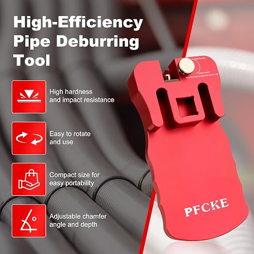 Professional PVC Pipe Deburring Tool,Adjustable PVC Chamfer & Reamer Tool for 9 Sizes: 0.5 Inch to 4 Inch Plastic Pipes(PVC/CPVC/ABS/PP/PE)