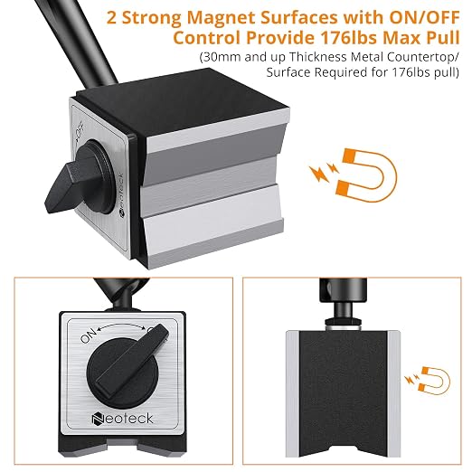 Neoteck 1" Dial Indicator Set + 176lbs/80kg Magnetic Base Stand