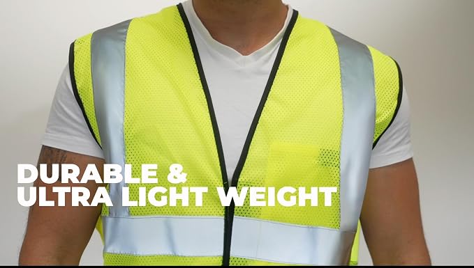 OccuNomix ANSI/ISEA 107-2020 Class 2 Type R Mesh Surveyor Vest - Reflective Safety Vest with Pockets, Dual Sizes (S/M-4X/5X)