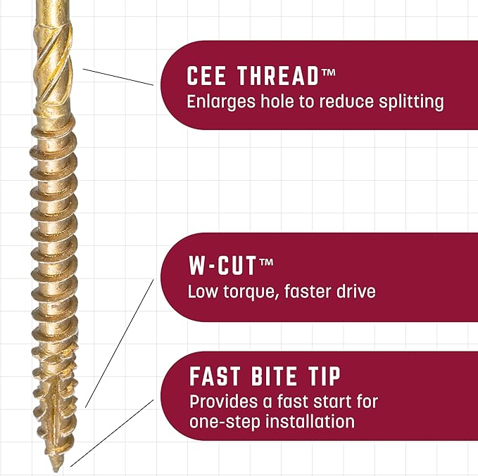 GRK Fasteners R4™ #9 x 2 Inch, Multi-Purpose Framing Screws, 110 PCS, Rust Resistant Climatek™ Coating, Outdoor Fencing and Deck Screws, Fast Bite Tip with Star Drive Recess, T-25 Bit Included, Gold