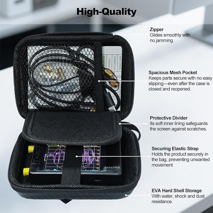 AURSINC NanoVNA-H Vector Network Analyzer, Latest HW V3.7 9KHz -1.5GHz Antenna Analyzer with 2.8" EVA Protective Case, Waterproof & Shockproof, Measuring S Parameters, SWR, Phase, Delay, Smith Chart