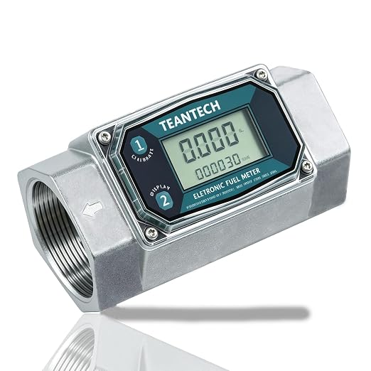 1 Pack 2in Digital Turbine Fuel Flow Meter, High Accuracy Diesel Flow Meter with NPT Counter, Digital LCD with 5 Units, Auto Shut Off, for Gasoline/Kerosene/Water