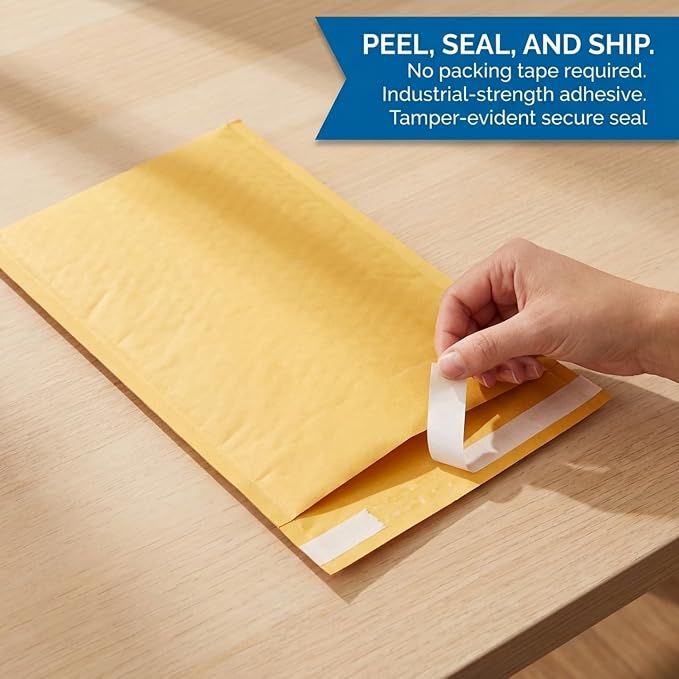 BOX USA 9 1/2 x 14 1/2" Kraft Bubble Mailers (25-Pack) - Brown Padded Envelopes, Self-Seal Shipping Bags for Small Business, Heavy Duty Cushioned Mailing Envelopes for Packaging and Shipping