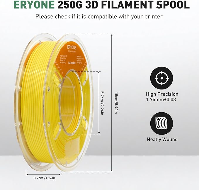 ERYONE PLA Filament 3D Printer Filament Bundle Multicolor 1.75mm +/- 0.03mm, PLA Filament 250g Spool, 8 Rolls, PLA Plus Dopamine Color Series