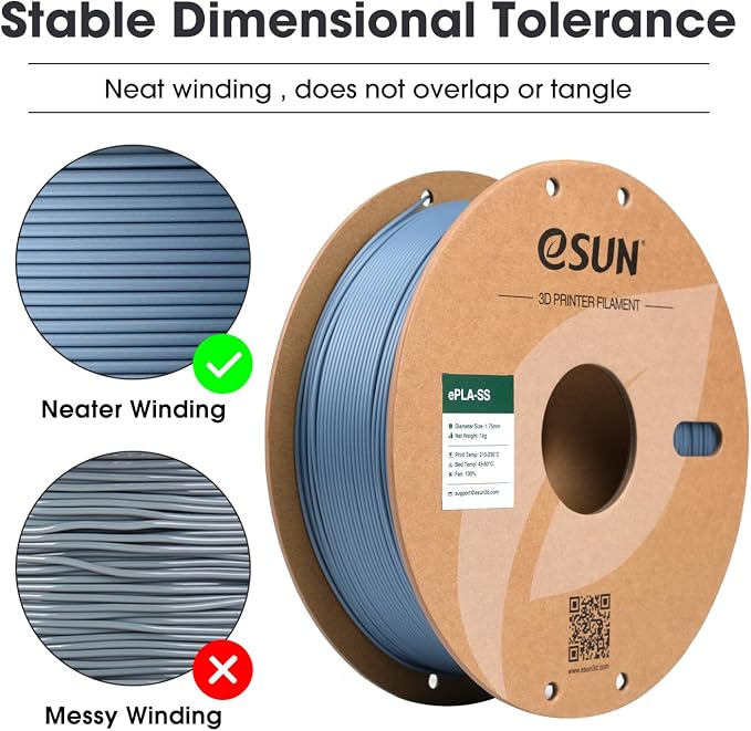 eSUN PLA Basic Filament 1.75mm, 3D Printer Filament High Speed PLA for Fast Printing, 1KG Spool (2.2 LBS) 3D Printing Filament for High Speed 3D Printers, Light Grey