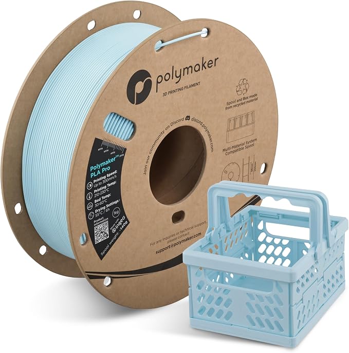 Polymaker PLA Pro 3D Printing Filament Light Blue 1.75mm 1KG, High-Impact Tough PLA, Fast Printing up to 300mm/s, High Speed New Formula, Easy to Print on Most FDM Printers, No Enclosure Required