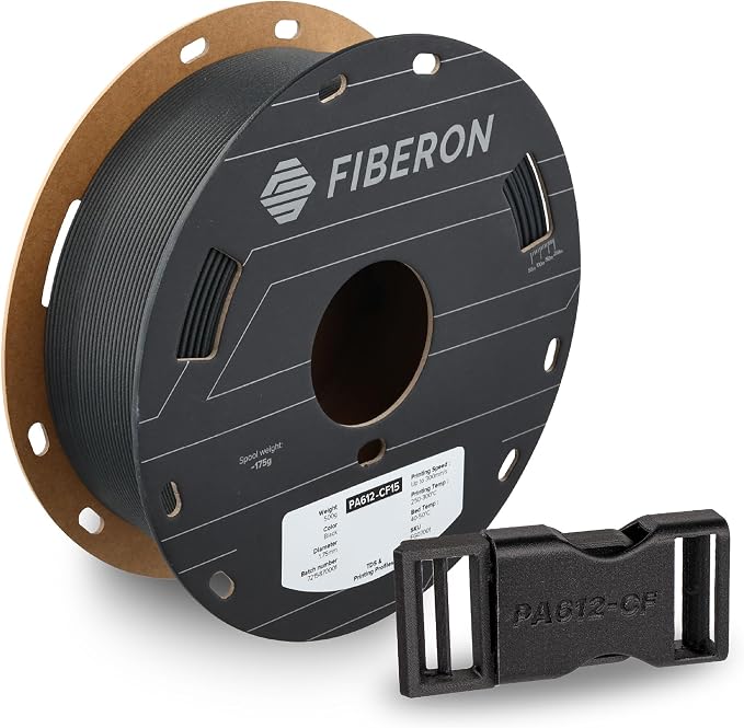 Polymaker Fiberon PA612-CF15 Carbon Fiber Nylon Filament 1.75mm Black 1kg, Fiberon PA612-CF15 Strong & Low Moisture Sensitive Nylon 1.75mm 3D Printing Filament