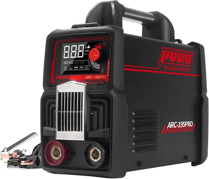 195Amp Stick Welder，ARC/Pulse Stick/Lift TIG/Pulse TIG 4-in-1 Multiprocess Welder，110/220V Dual Voltage，Synergic Control IGBT Inverter with Portable Welding Machine(BLACK)