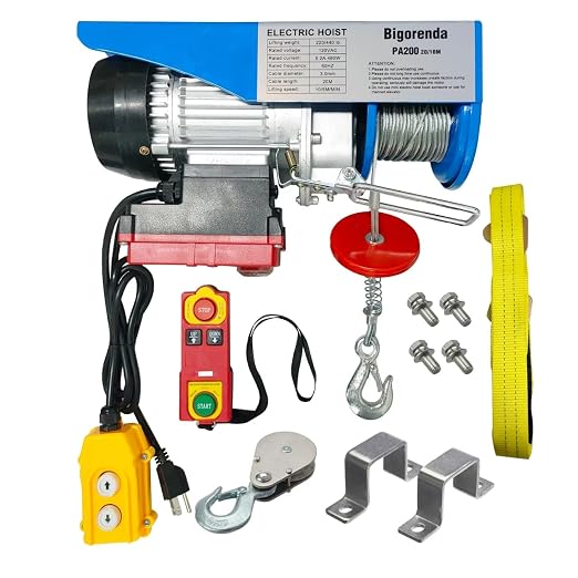 Electric Hoist 2 in 1,Electric Hoist 440lbs, Bigorenda 110v Electric Hoist Winch with 328ft Wireless Control & Wired Remote Control, 65.6ft Lifting Garage Lift Hoist,for Factories, Warehouses, Attic