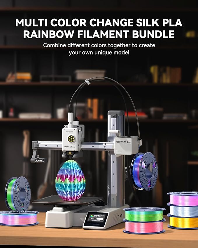 JAYO 3D Printer Filament Bundle, PLA Silk Filament Bundle Multicolor, Shiny Silk PLA Filament 1.75mm, Fast Color Change Rainbow, 250g Spool, 8 Rolls, 2kg in Total