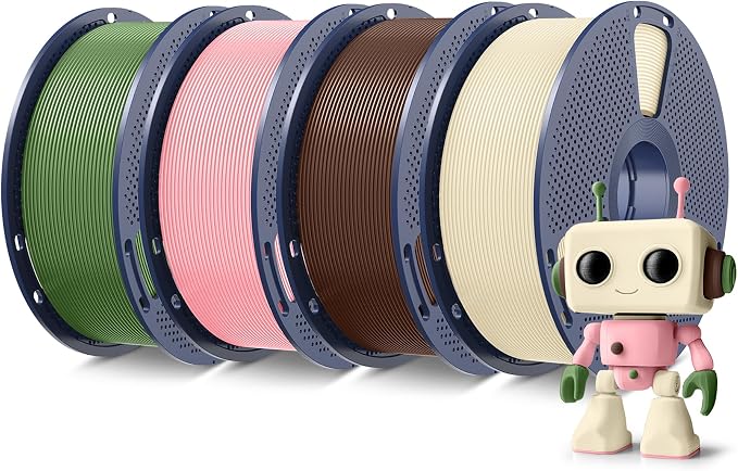 SUNLU High Speed PLA Filament 1.75mm, 4x1KG Meta Bundle | ±0.02mm accuracy, tough impact resistant, vacuum packed, fits FDM printer,4x1KG,Cream White+Olive Green+Sakura Pink+Chocolate