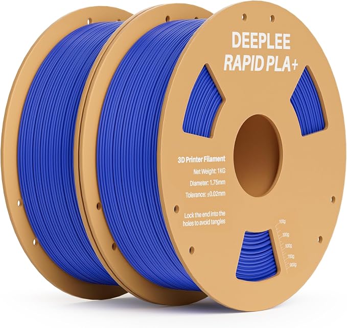Rapid PLA Plus Filament 1.75mm, High Speed 3D Printer Filament Up to 600mm/s, PLA+ Filament Dimensional Accuracy +/- 0.02 mm Fits Most FDM 3D Printer, Cardboard Spool 2 Pack 1kg Blue
