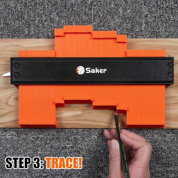 Saker Contour Gauge (10 Inch) Profile Tool with Adjustable Lock with Saker Silicone Caulking Tools-3 in 1 Sealant Finishing Tool