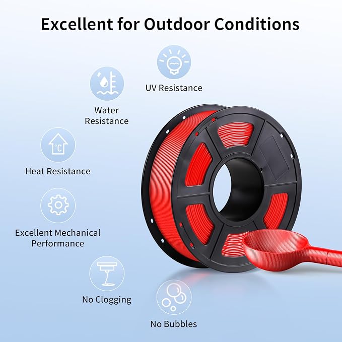 ANYCUBIC ASA Filament 1.75mm, Weather & Heat Resistant, 3D Printer Filament Suitable for Printing Outdoor Functional Parts, Dimensional Accuracy +/- 0.02mm, 1KG Spool, Red