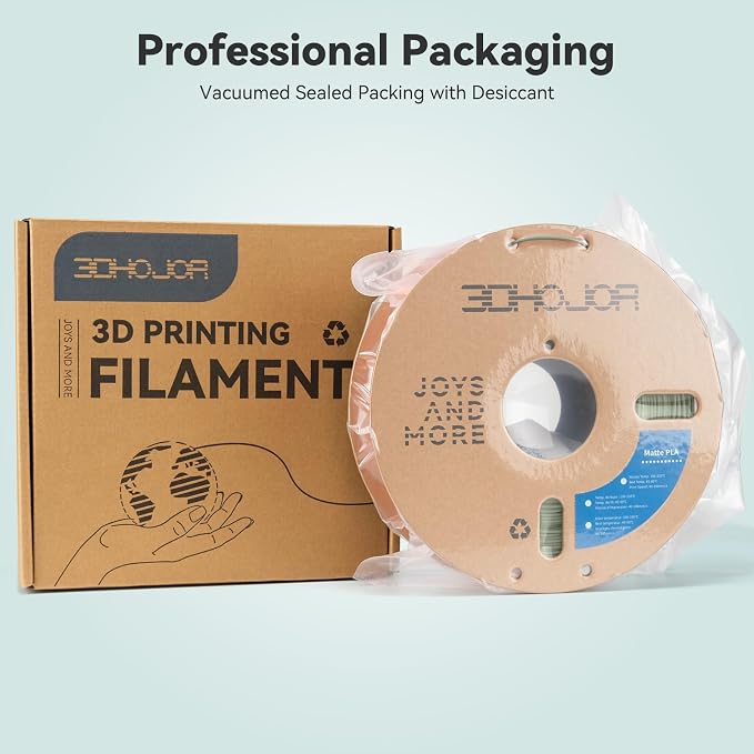 3DHoJor Matte PLA Filament 1.75mm, Upgrade 1kg Cardboard Spool PLA Filament 1.75 PLA 3D Printing Filament, Print with Most 3D Printers 3D Filament-Olive Green