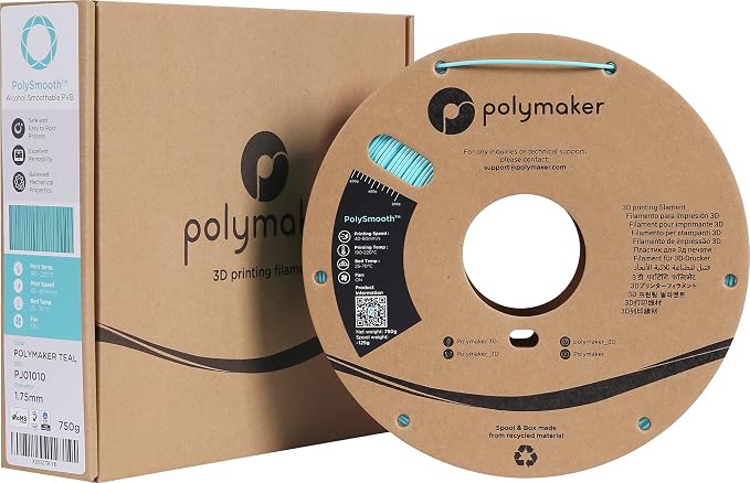 Polymaker PolySmooth PVB Filament 1.75mm 0.75kg Polymaker Teal - Print Like PLA Filament, Easy Smoothable Post Process with IPA Alcohol
