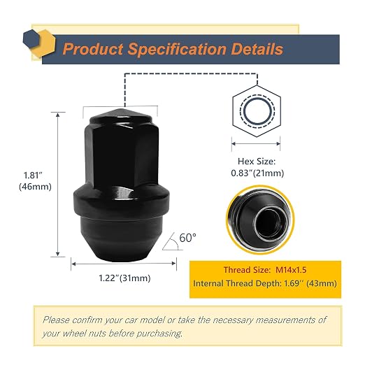 Kadrick 24Pcs M14x1.5 Lug Nuts Replacement for Ford Expedition/F-150 2015-2024, One-Piece Solid Black OEM Factory Style Large Acorn Seat Wheel Nuts for Lincoln 2016-2021 MKX, Anti-Rust Updated…