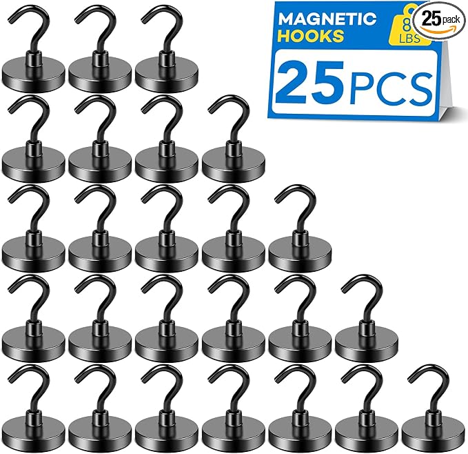 LOVIMAG Magnetic Hooks, Cruise Essentials 2026, 12 Pack-30LBS | Heavy Duty Strong Magnet Hook for Cruise Cabin, Refrigerator Fridge, Ship, Classroom, Kitchen Grills, Black