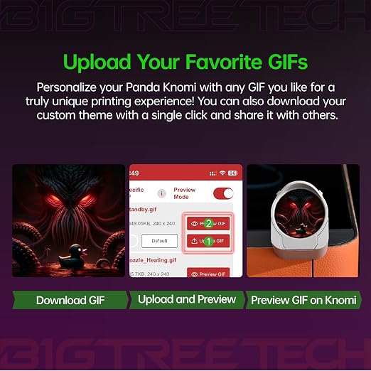 BIGTREETECH Panda Knomi Screen Only, Toolhead Screen Upgrade Kit for Bambu-Lab A2L A1 A1 Mini P1P P1S X1C X1E 3D Printers, Customize Your Own UI