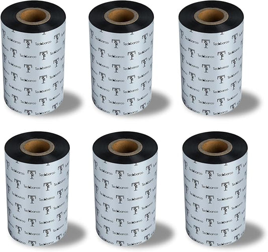 6 Rolls 4.02" x 984' Premium Enhanced Wax Thermal Transfer Ribbon, 102mm x 300m Black Industrial Barcode Label Printer Ribbon - Compatible with Zebra, TSC, GoDex, Citizen, 1" Core