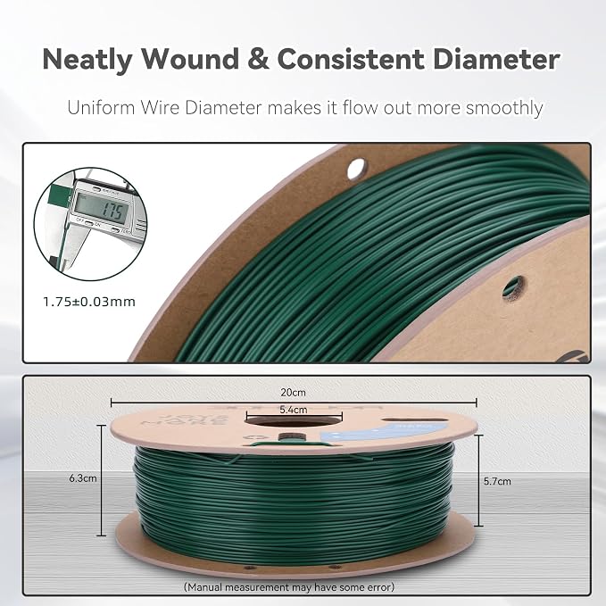 3DHoJor PLA Pro (Plus) Filament 1.75mm, 3D Printer Filament, Cardboard Spool 3D Printing Filament, Dimensional Accuracy +/- 0.03 mm,Pine Green, 1kg