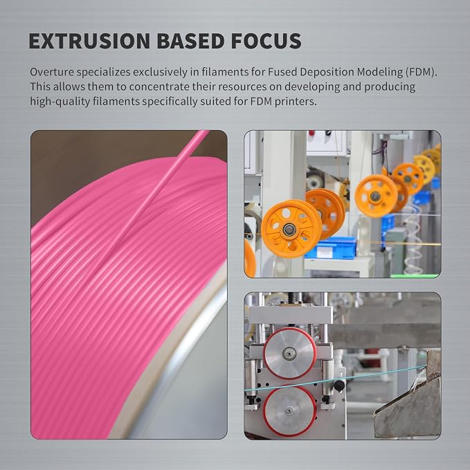 OVERTURE Super PLA+ Filament 1.75mm, Toughness Enhanced PLA Plus, Professional Toughness 3D Printer Filament 1kg (2.2lbs), High Precision +/- 0.02mm (Pink)