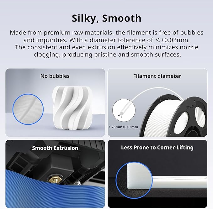 ANYCUBIC PLA Plus (PLA+), 3D Printer Filament 1.75mm Bundle, High Toughness, Dimensional Accuracy +/- 0.02mm, Print with Most FDM 3D Printers, 1KG Reusable Spool, 2kg, Black + White