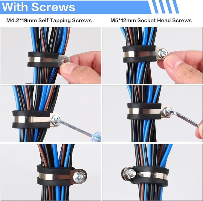 151PCS Cable Clamps Assortment Kit, 10 Sizes-1/4 5/16" 3/8" 1/2" 5/8" 3/4" 1" 1-1/4" 1-1/2" 1-3/4" 304 Stainless Steel Pipe Clamp with 2 Kinds of Screws for Hose,Tube,Automotive,Fuel Line