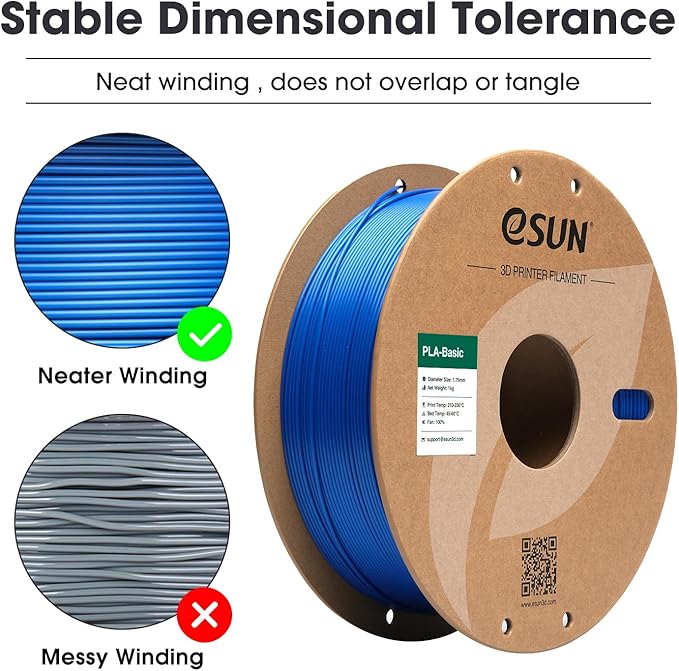 eSUN PLA Basic Filament 1.75mm, 3D Printer Filament High Speed PLA for Fast Printing, 1KG Spool (2.2 LBS) 3D Printing Filament for High Speed 3D Printers, Blue