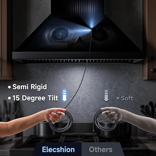 Endoscope Camera with Light, Dual-Lens 1920P HD Borescope with 8+1 Adjustable LED Lights, IP67 Waterproof Inspection Camera 16.5FT Semi-Rigid Snake Camera for iOS & Android (2 Interface)