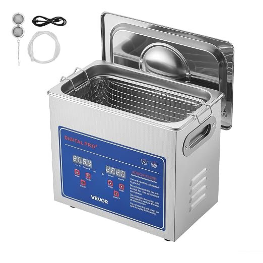 VEVOR Ultrasonic Cleaner 3L-Class Capacity Ultrasonic Parts Cleaner 40kHz, Digital Time and Temp Control, Stainless Steel Ultra Sonic Cleaning Machine with Cleaning Baskets, for Jewelry, Small Items