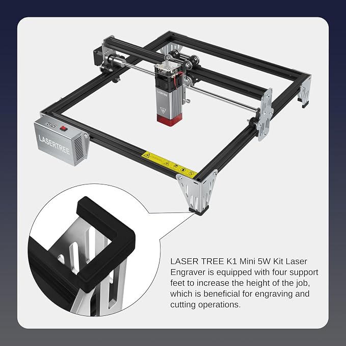 LASER TREE 5W Laser Engraver, 5000mW High Precision Laser Engraving Machine, Eye Protection, 12×12” Work Area, Class 4 Laser for Wood, Acrylic, Leather DIY Craft