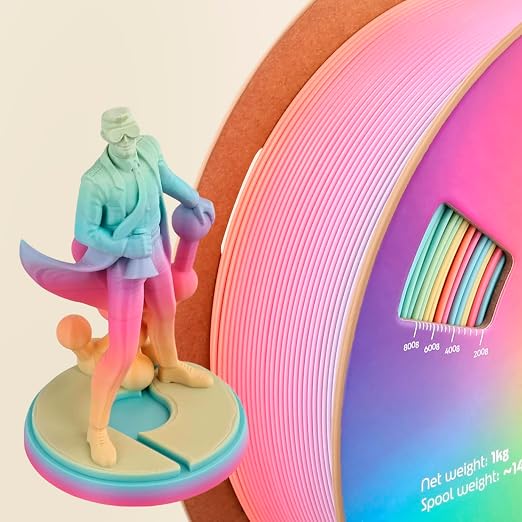Polymaker Panchroma Satin PLA Filament 1.75mm for 3D Printing, 1kg, Rainbow | Neatly Wound, Semi-Matte PLA, Easy Print & Smooth Feeding, Compatible with Bambu Lab & Most 3D Printers