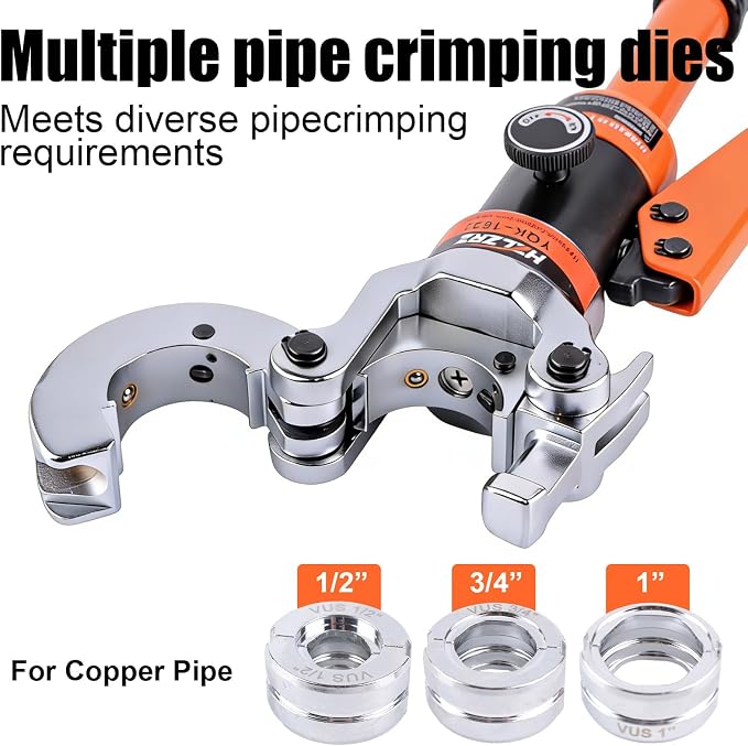 HZLZRZ Propress Tool for Copper Pipe, Hydraulic Tool Dies Jaw 1/2", 3/4", 1", Pro Press Crimper Tool Suitable for Pressing Copper Pipe of Water Heating Crimper Tool