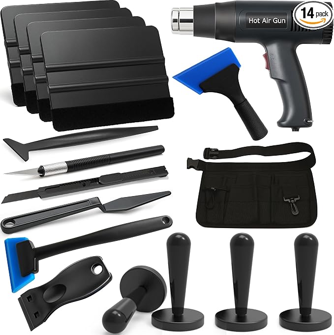 Spanno Heat Gun for Vinyl Wrap, Car Wrap Kit for Window Tint, Include Heat Gun, Plastic Squeegees, Magnet Holder, Vinyl Wrap Cutter