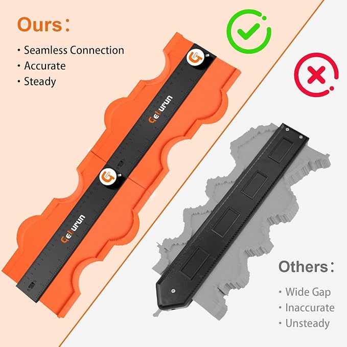 Contour Gauge 10+10 Inch Unlimited Connection Profile Tool with Lock, Valentine's Day Gifts for Men Husband Him, Super Contour Duplicator Woodworking Tools Construction Outline Angle Measuring Tool