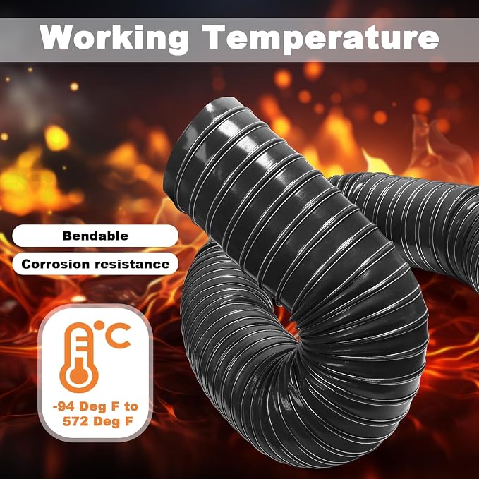 NOWBALL 2.5in Automotive Air Duct Hose, Length 2 Meter-6.6ft, 2.5" Silicone Flexible Cooling Ducting, 63mm High Heat Brake Exhaust Hose for Car, Garage, Dryer Air System Black