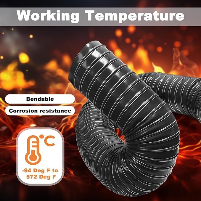 NOWBALL 4in Automotive Air Duct Hose, Length 1 Meter-3.3ft, 4" Silicone Flexible Cooling Ducting, 101mm High Heat Brake Exhaust Hose for Car, Garage, Dryer Air System Black