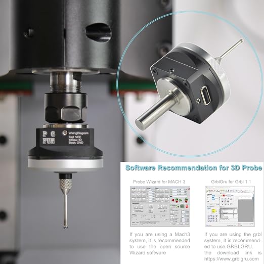 DIY CNC Touch Probe XYZ Axis 3D Digitizing Edge Finder 3-Coordinate Measuring Sensor Kit with 6 mm Shank & 2.0 mm Tungsten Steel Ball Tip