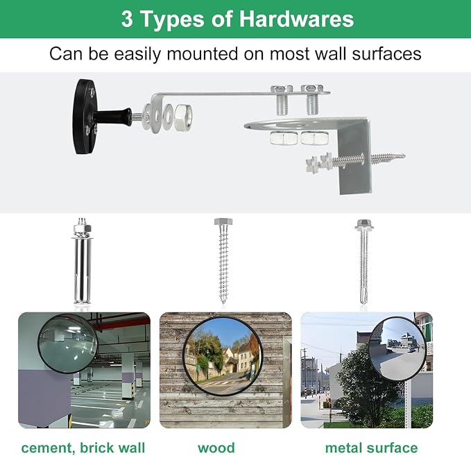 𝟐𝟒" 𝐔𝐧𝐛𝐫𝐞𝐚𝐤𝐚𝐛𝐥𝐞 𝐏𝐂 𝐂𝐨𝐧𝐯𝐞𝐱 𝐌𝐢𝐫𝐫𝐨𝐫 with Adjustable Bracket - Vision up to 35 FT, Ideal for Driveway, Large Road, Garage Blindspots & Traffic Safety